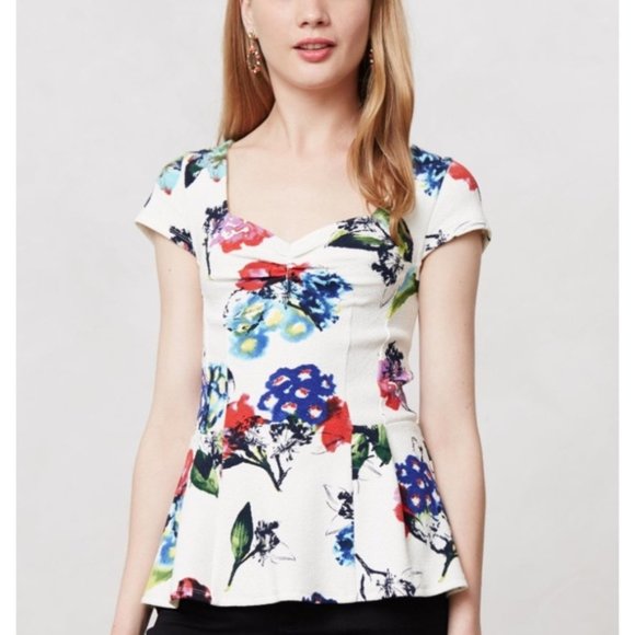 Anthro Postmark Mignon Floral Peplum Top, XS - Picture 2 of 14